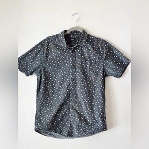 RVCA Men's Dark Gray Floral Button Down Shirt